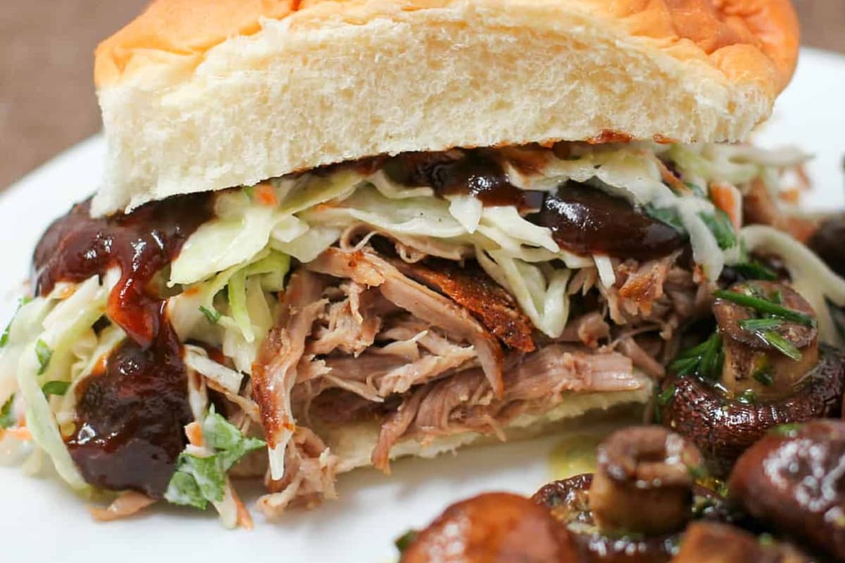 A plate of Coca Cola Pulled Pork.