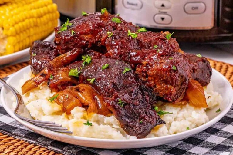 A dish of Slow Cooker Country Style Ribs.