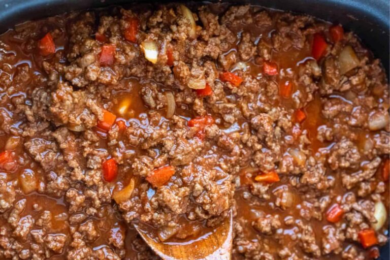A dish of Slow Cooker Sloppy Joes.