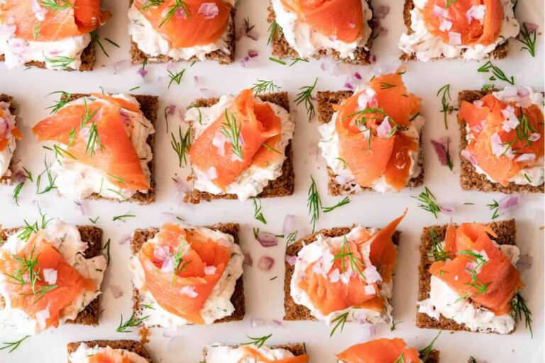 A tray of Smoked Salmon Canapés.