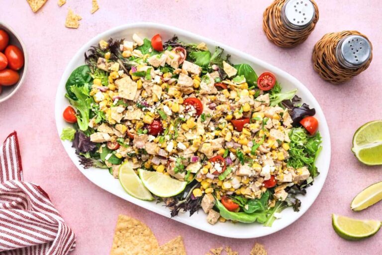 A dish of Mexican Street Corn Chicken Salad.