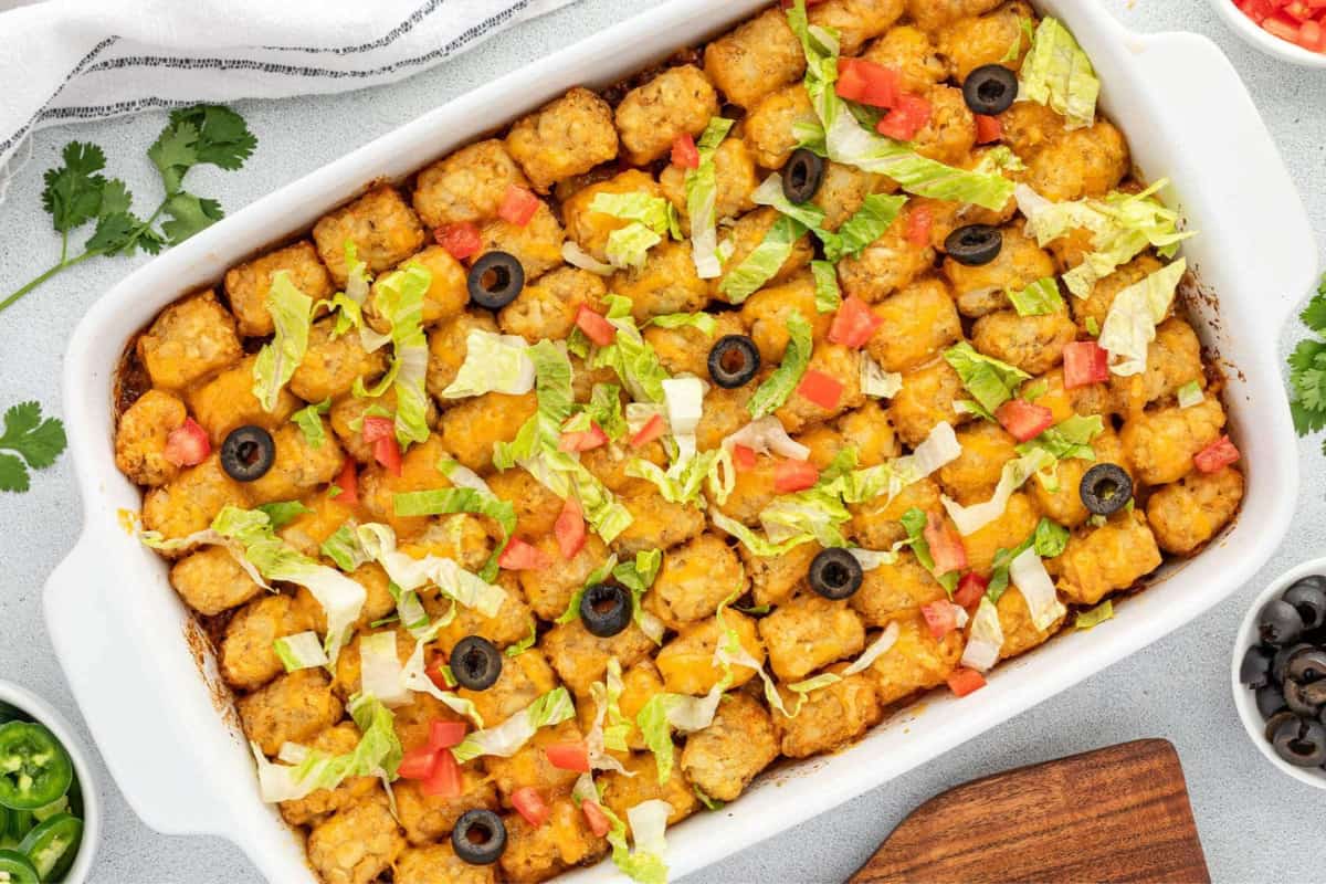 A dish of Taco Hotdish.