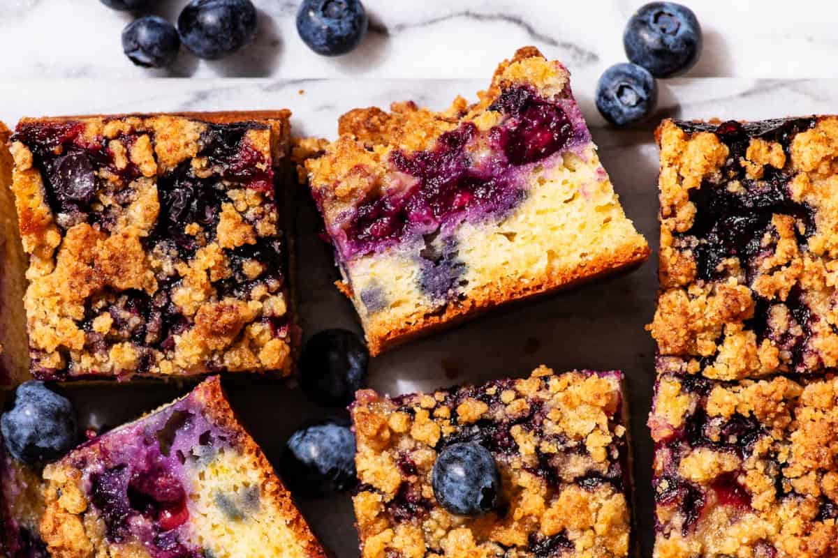 A dish of Blueberry Coffee Cake.