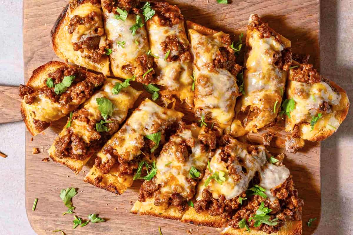 A dish of Garlic Bread Sloppy Joes.