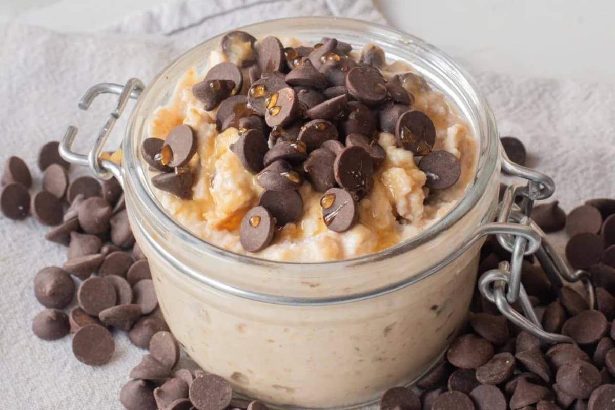 A dish of Cookie Dough Overnight Oats.
