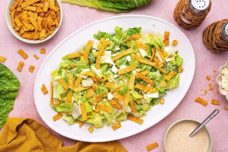 A plate of Mexican Caesar Salad Recipe.