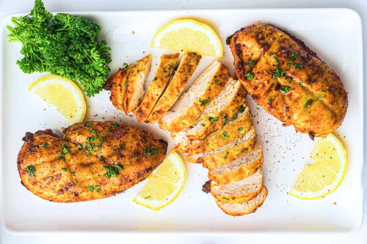 A plate of Air Fryer Chicken Breast.