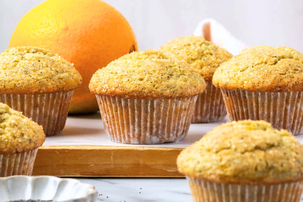 A dish of Orange Poppy Seed Muffins