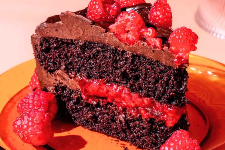A dish of Chocolate Raspberry Cake.