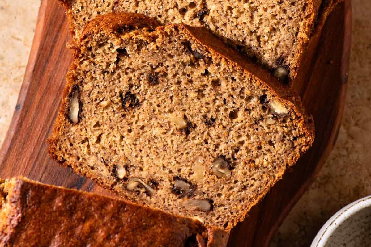 A platter of Einkorn Banana Bread.