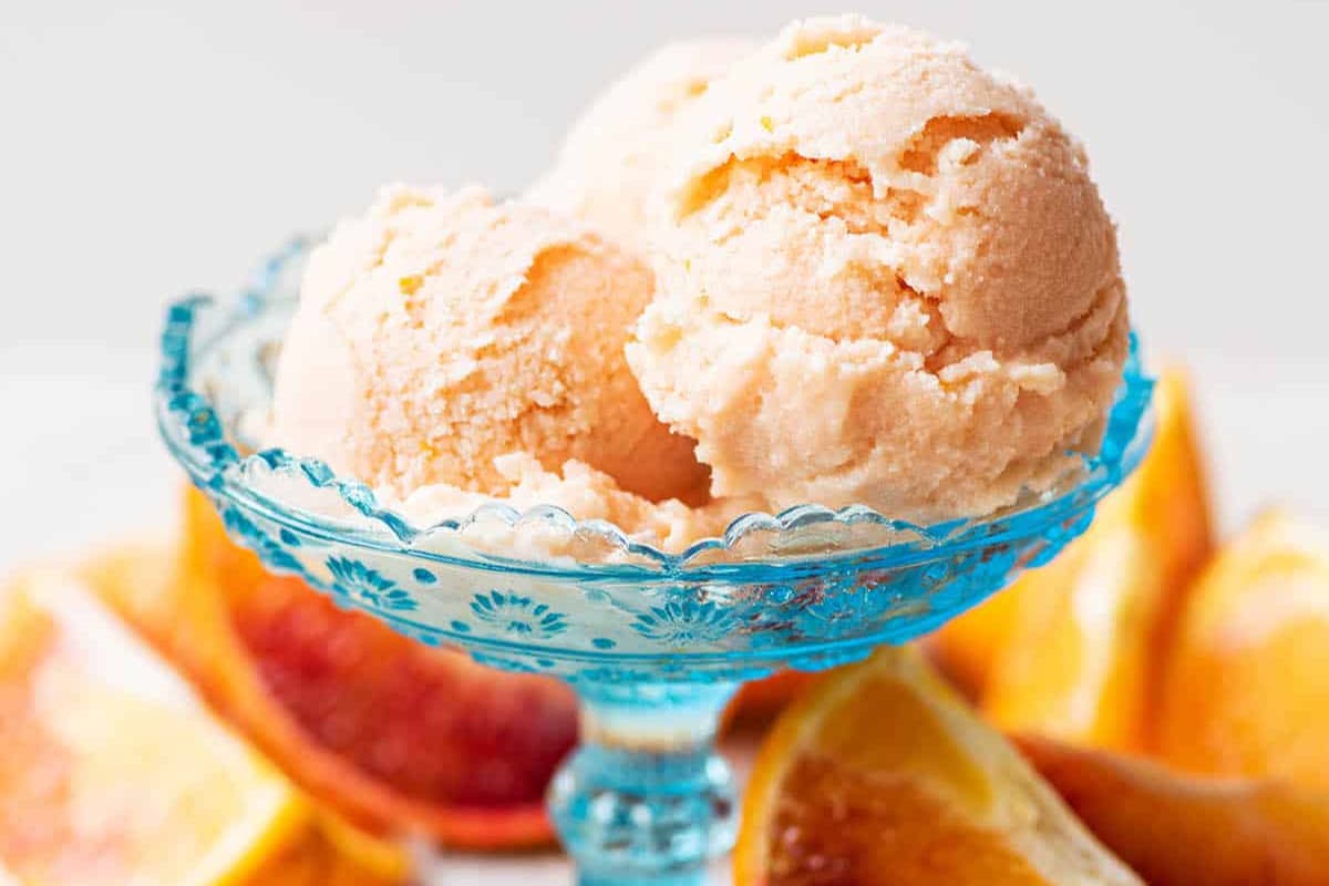 A dish of Orange Sherbet.
