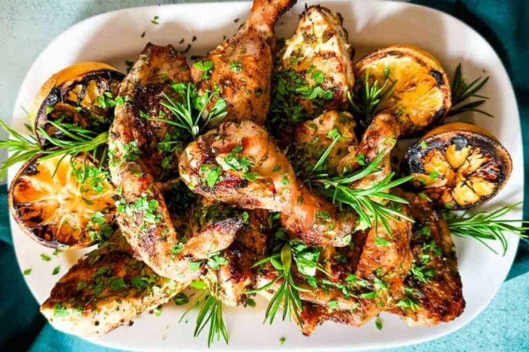 A plate of Lemon Rosemary Grilled Chicken.