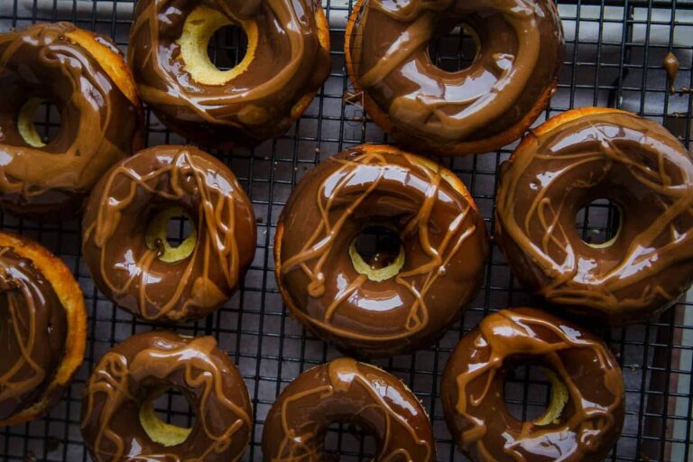 A dish of Chocolate Protein Donuts.