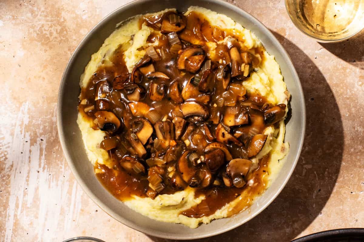 A dish of Mushroom Gravy.