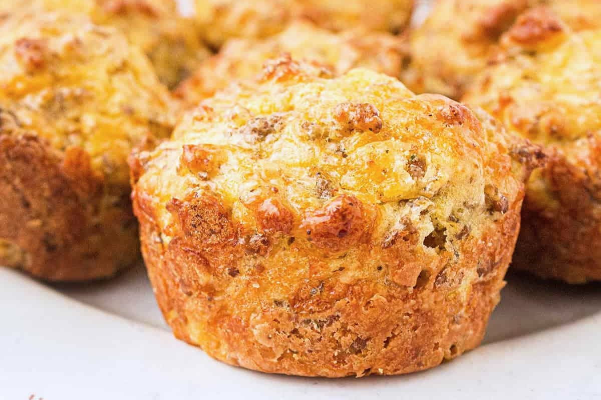 A dish of Easy Sausage Muffins.