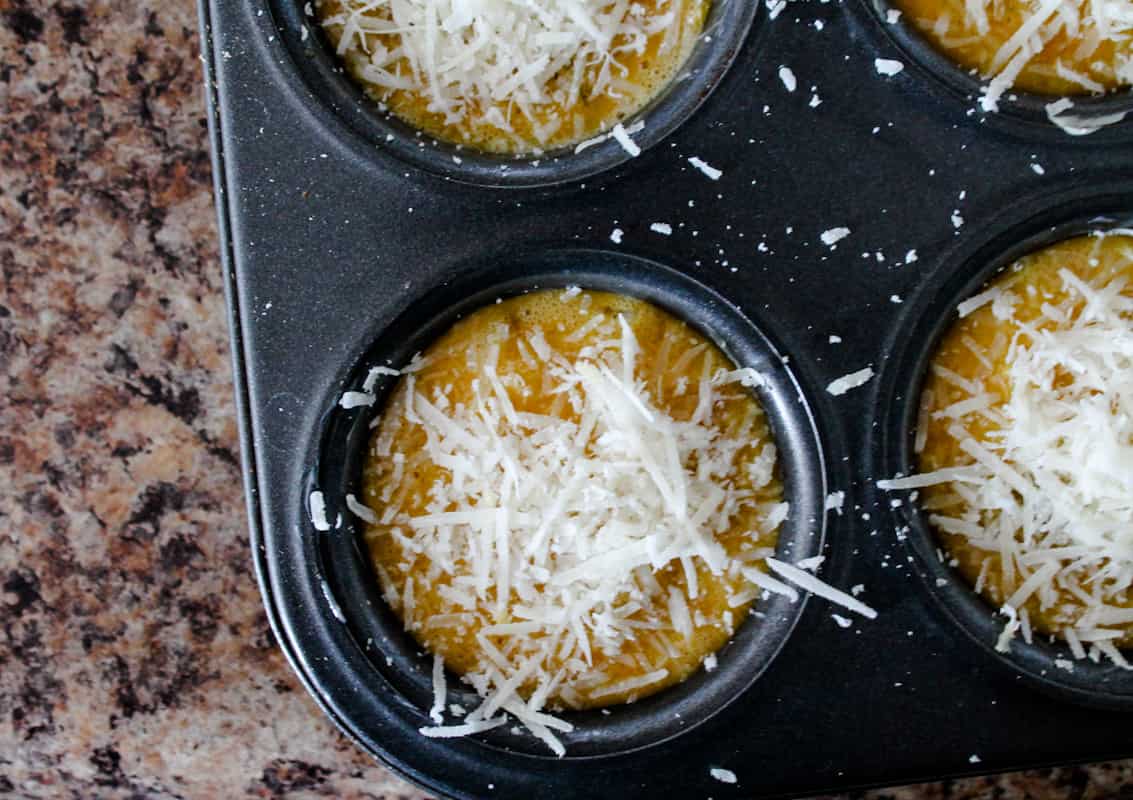 A muffin tin of spaghetti squash egg bites.