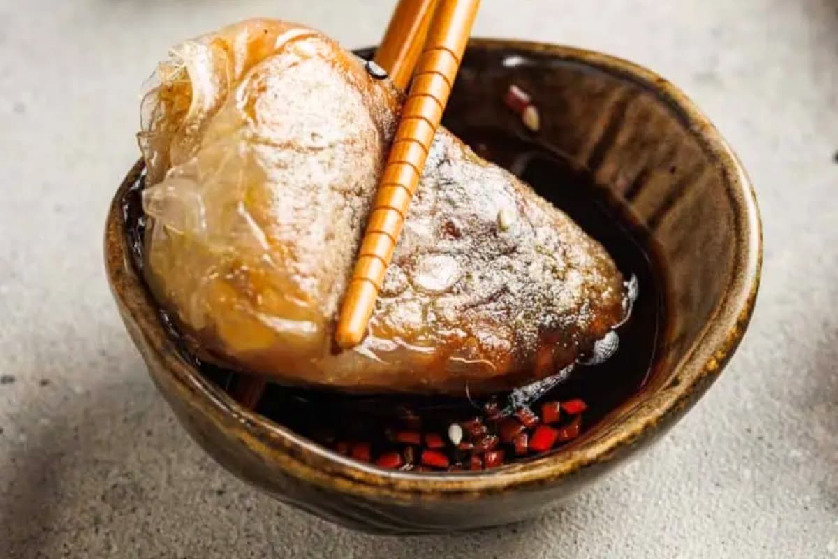 A dish of Rice Paper Cabbage Dumplings.