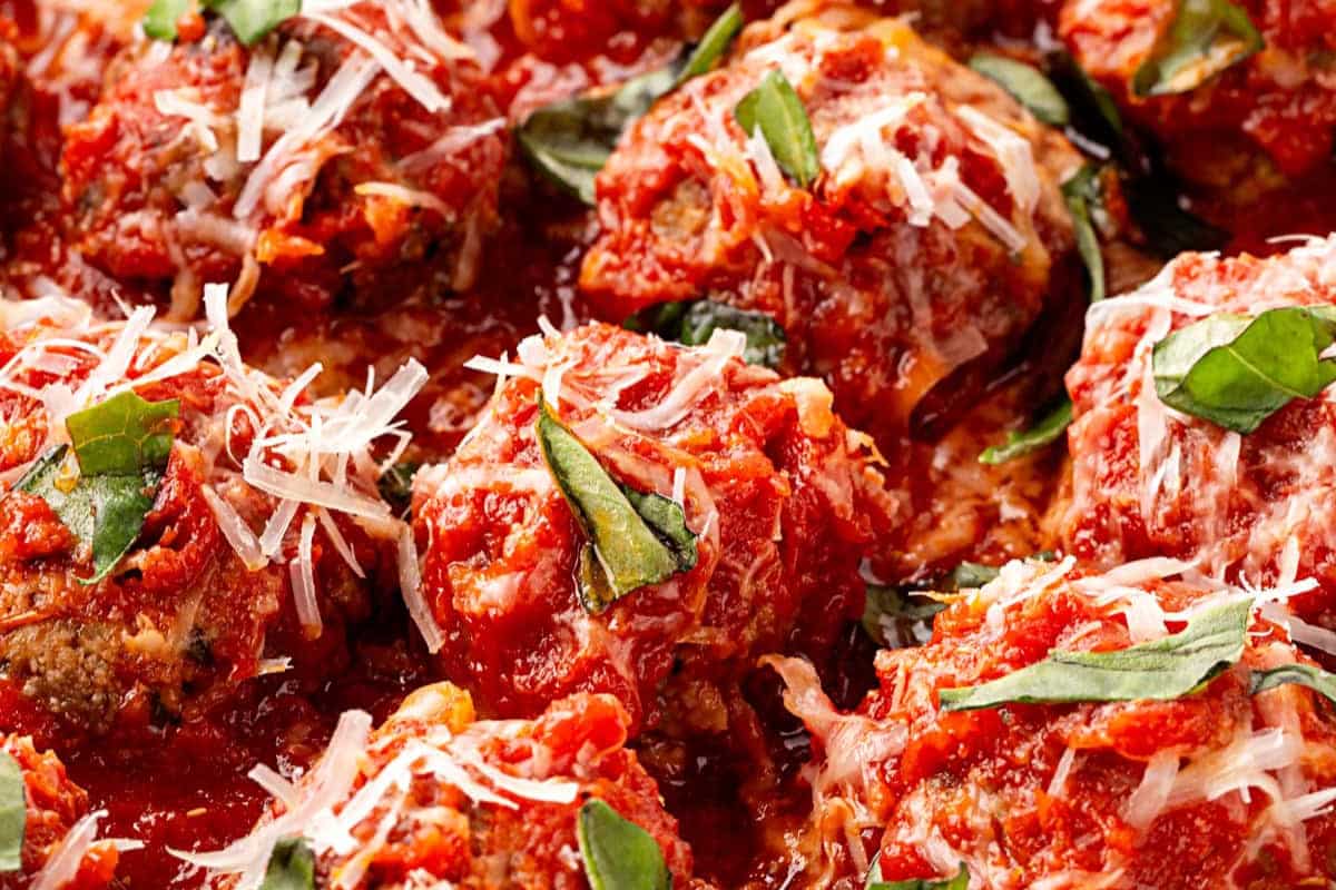 A dish of Baked Meatballs.