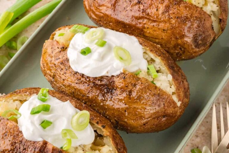 A tray of Perfect Baked Potatoes.