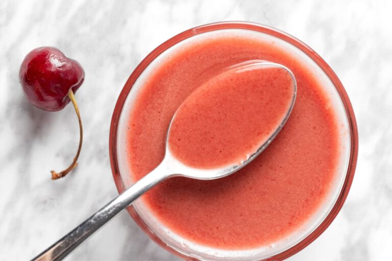 A dish of Cherry Balsamic Vinaigrette.
