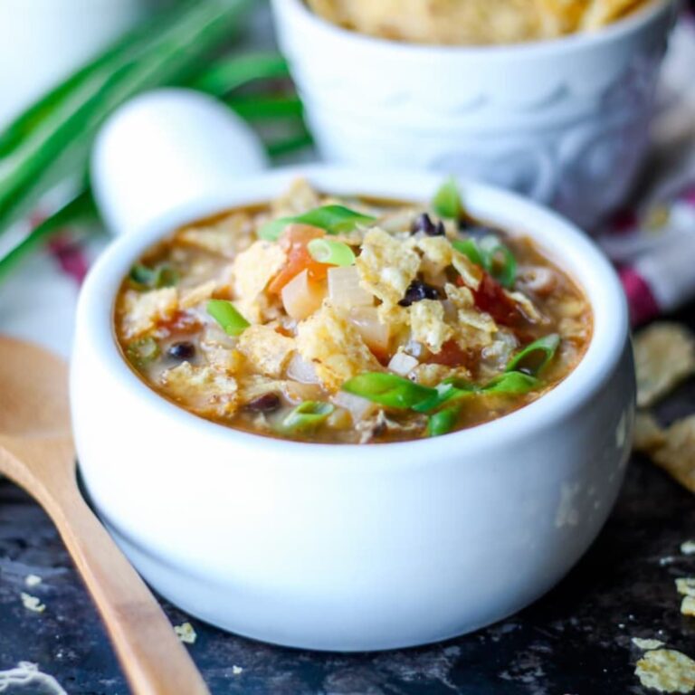 A bowl of chicken tortilla soup.