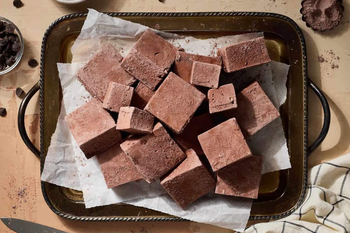 A tray of Chocolate Marshmallows.