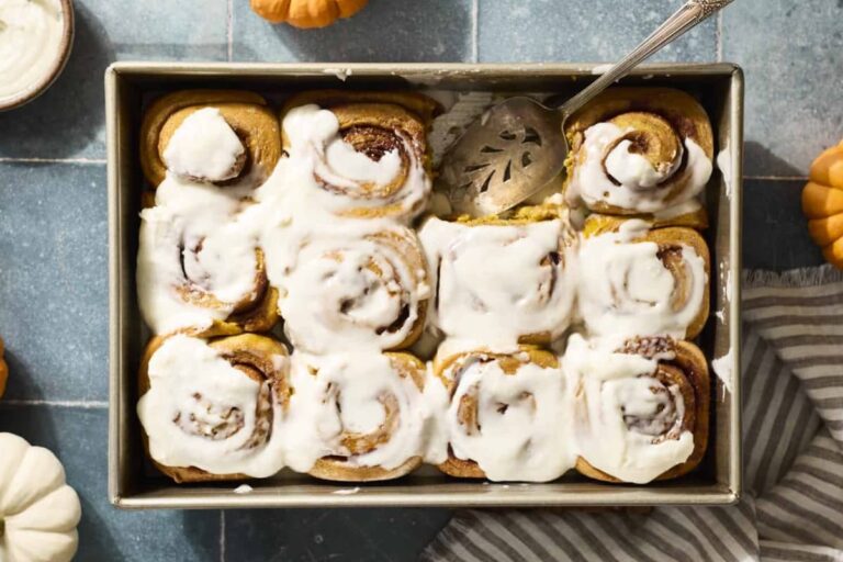A dish of pumpkin cinnamon rolls.