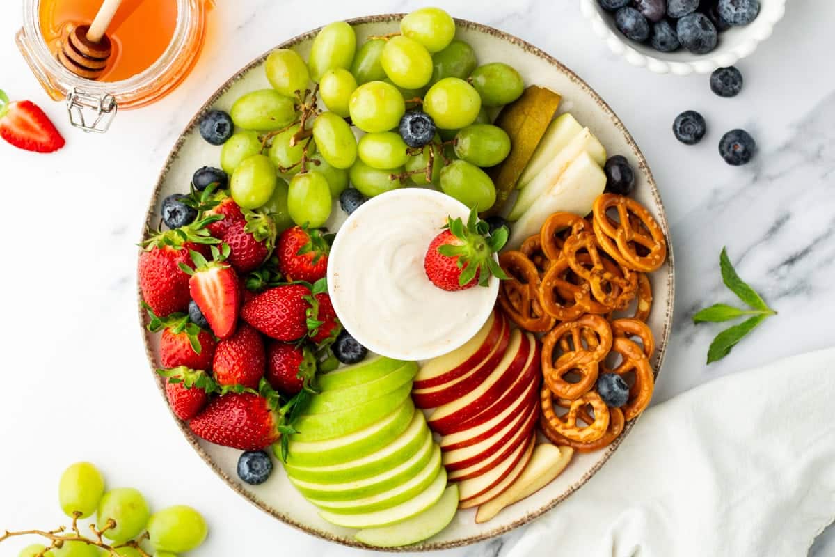 A dish of Yogurt Fruit Dip.