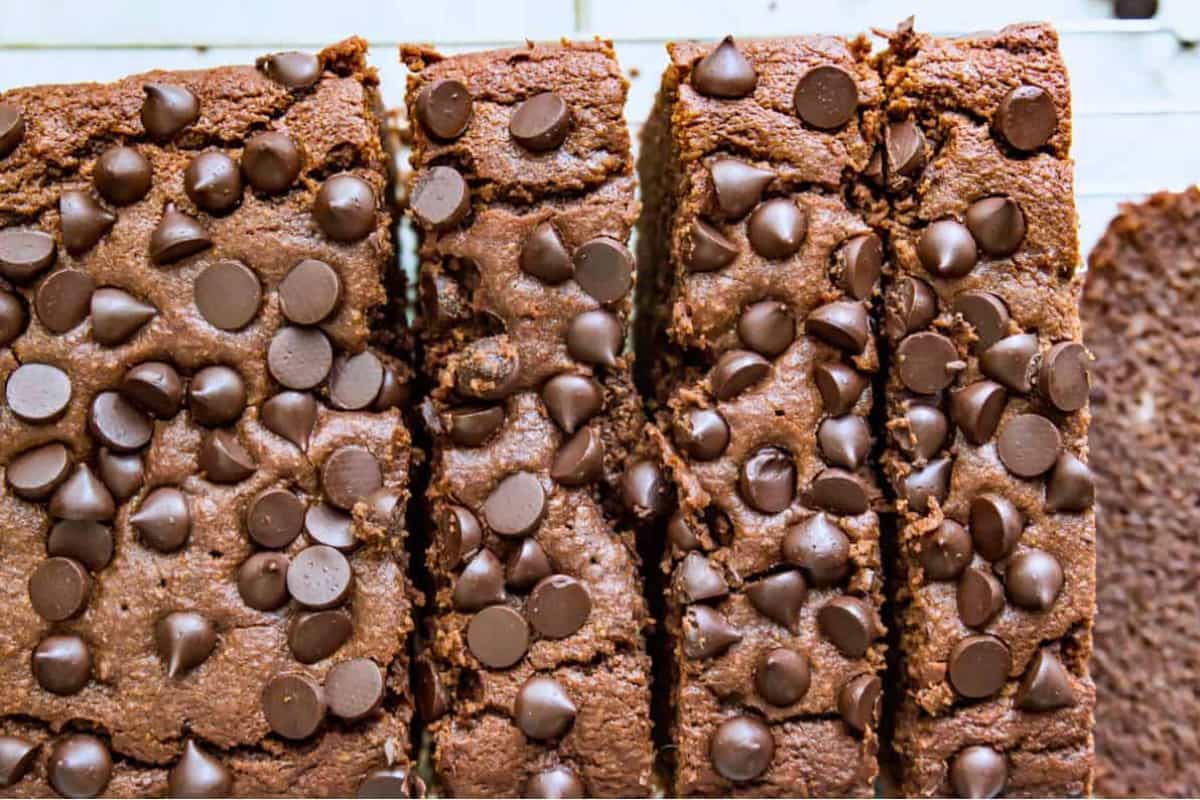 A dish of Healthy Double Chocolate Zucchini Bread.