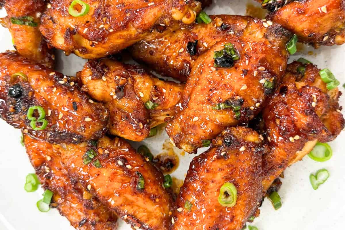 A dish of Honey Chili Oil Chicken Wings.