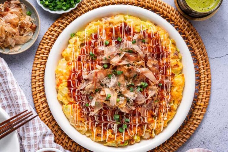 A dish of Okonomiyaki.