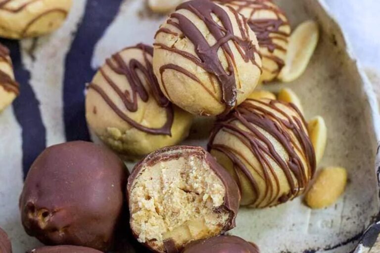 A dish of Keto Peanut Butter Protein Balls.
