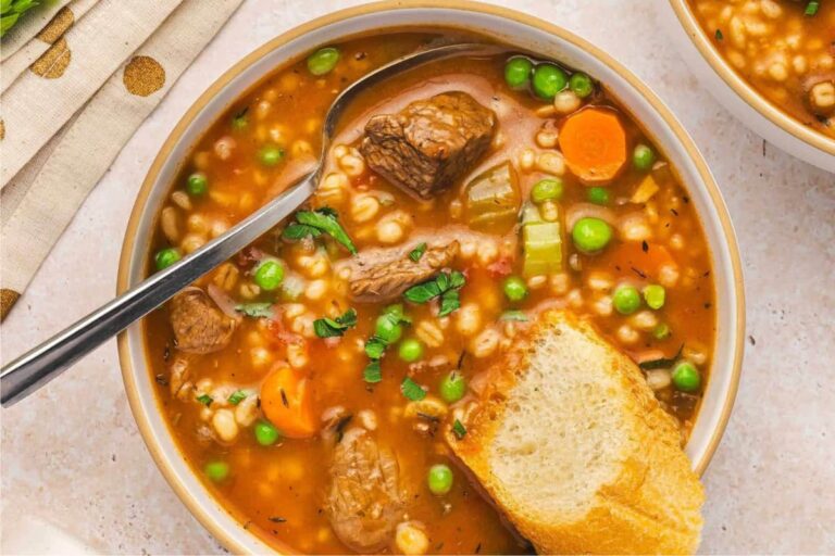 A dish of Best Beef And Barley Stew.