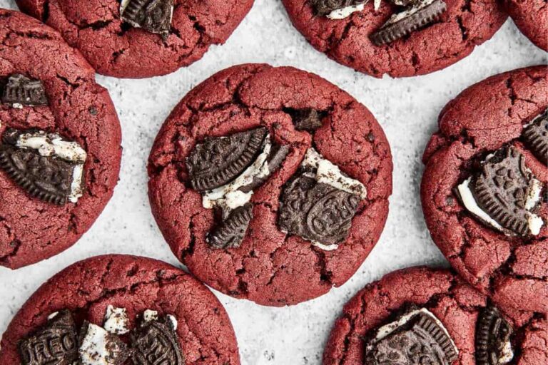 A dish of Oreo Red Velvet Cookies.
