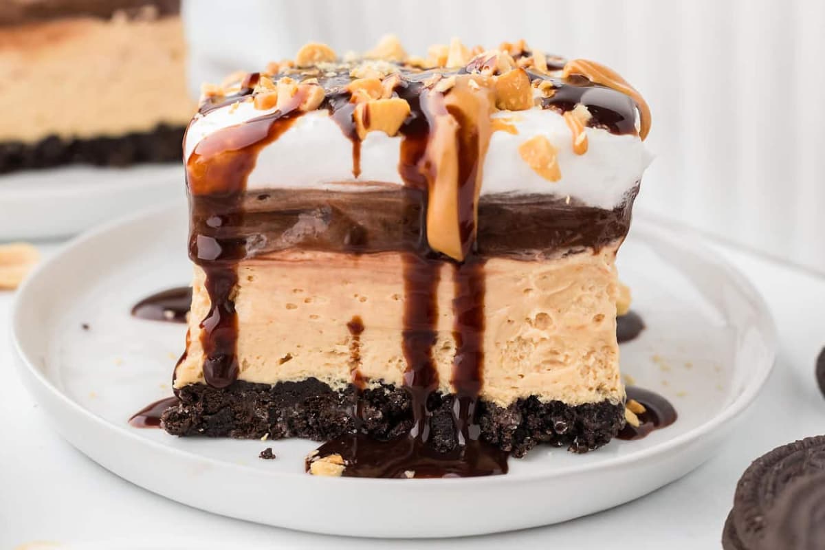 A dish of Peanut Butter Lasagna.