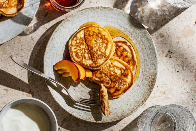A dish of Oat Milk Pancakes.