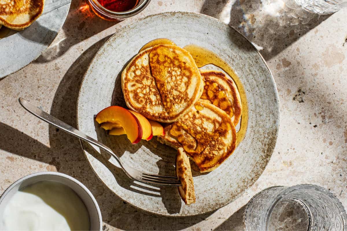 A dish of Oat Milk Pancakes.