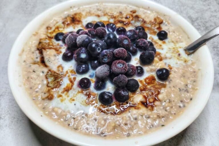A bowl of High-Protein and Fiber Oatmeal.