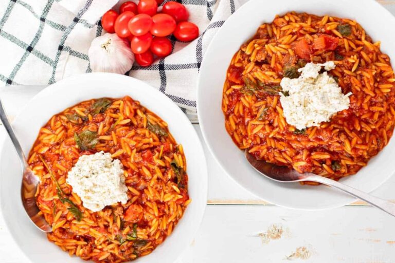 Bowls of Slow Cooker Lasagna Soup.
