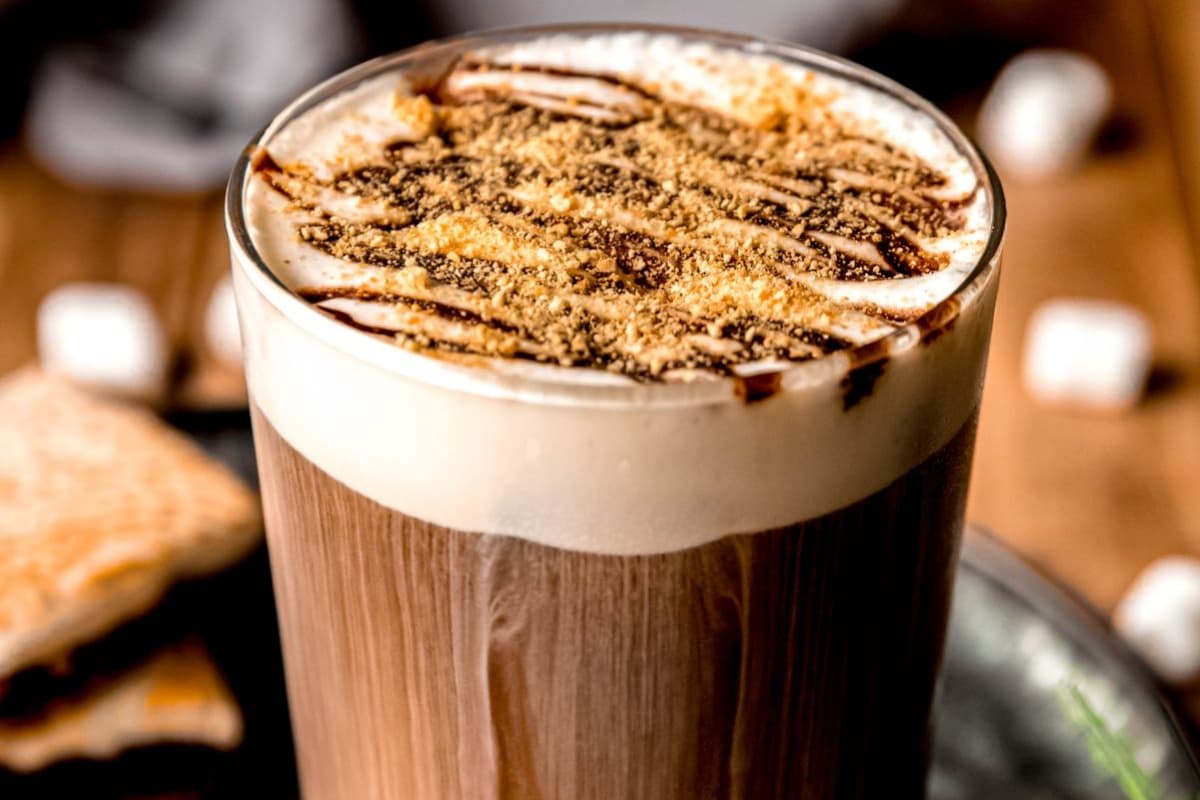 A glass of S'mores Cold Brew (Starbucks Copycat).