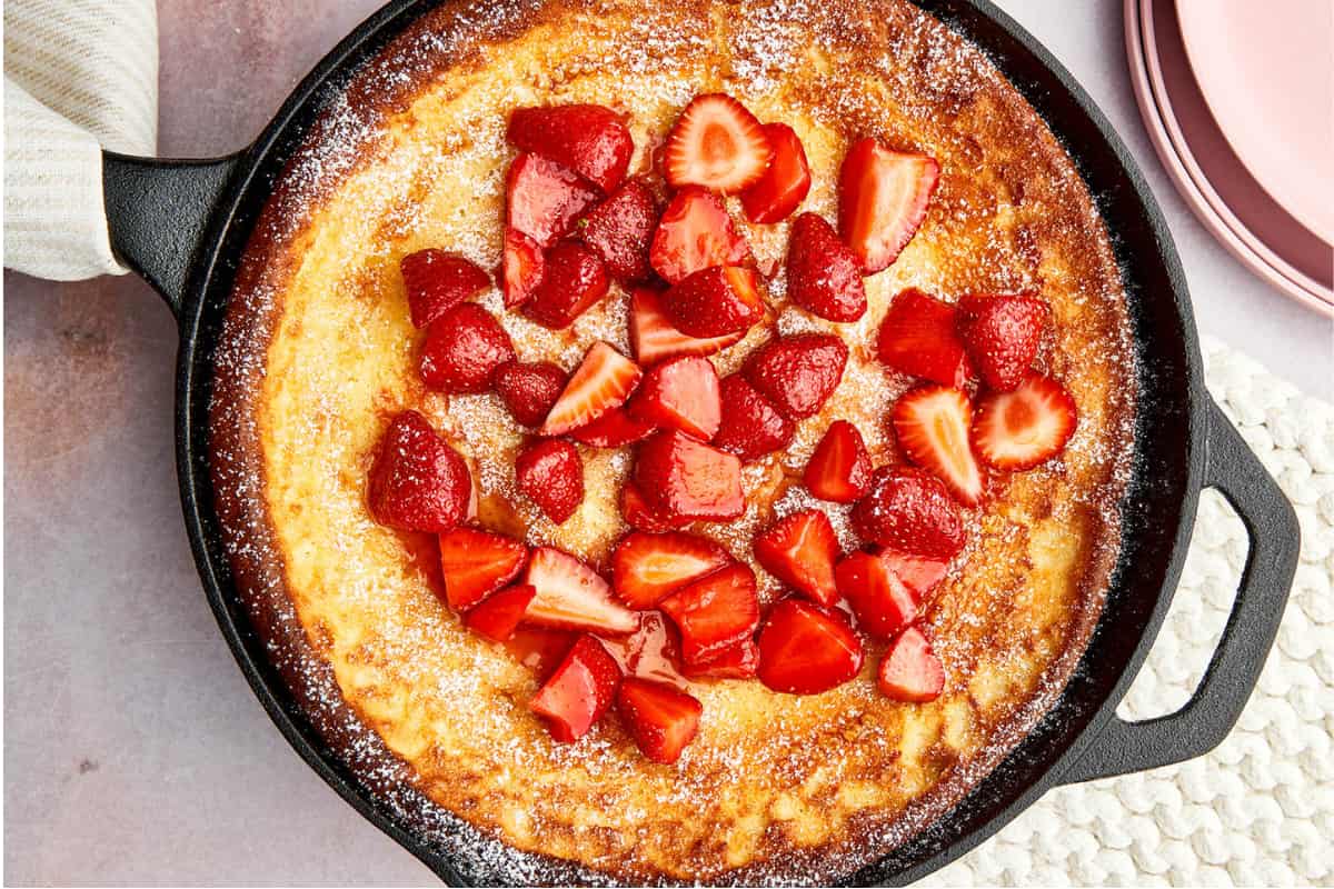 A dish of Sourdough Dutch Baby.