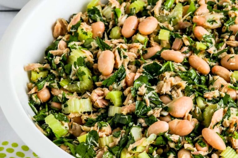A dish of Tuna White Bean Salad.