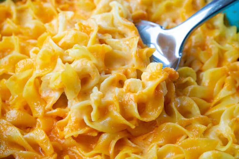 A dish of Cheesy Egg Noodles.