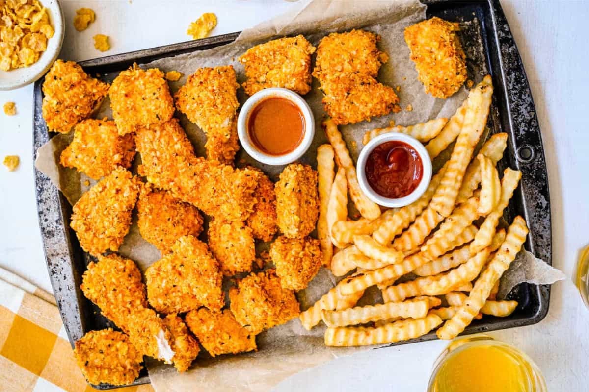 A dish of Baked Chicken Nuggets.