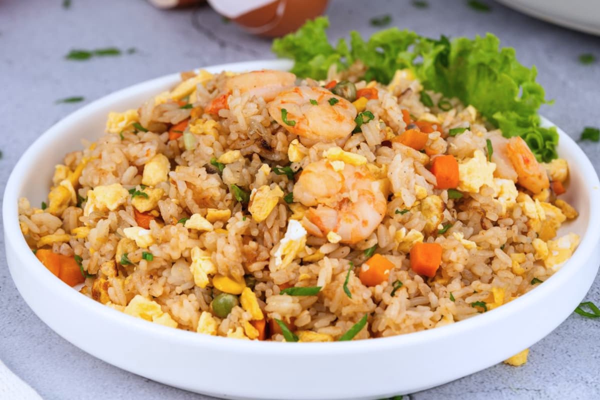 A dish of Shrimp Fried Rice.