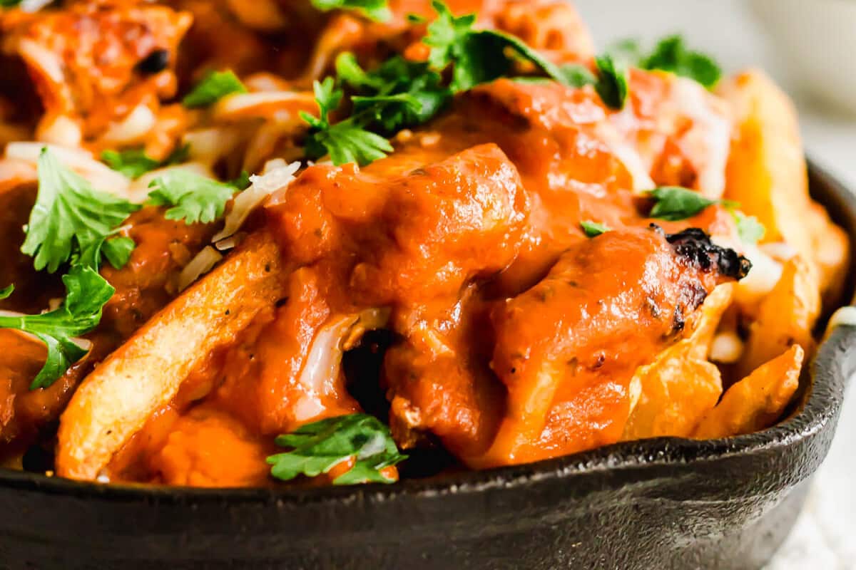 A dish of Butter Chicken Poutine.