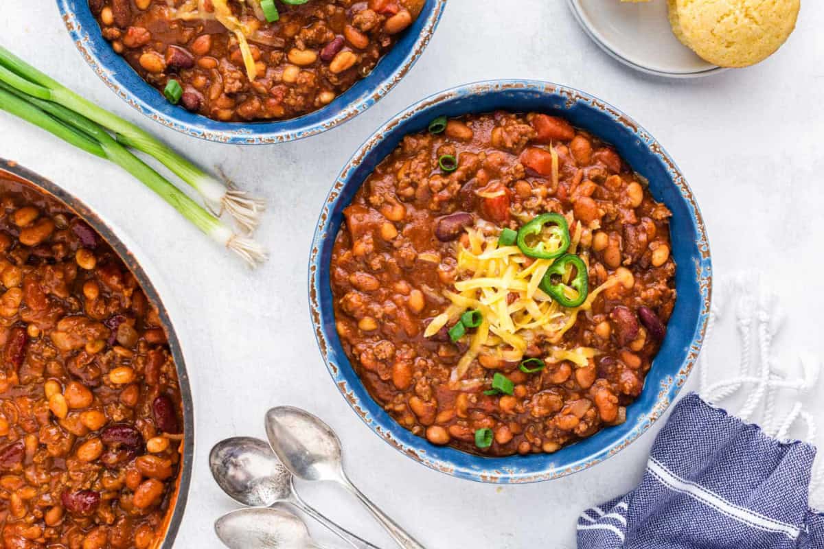A dish of Three Bean Chili.