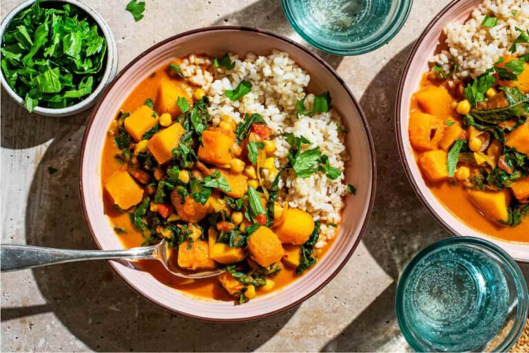 A dish of Butternut Squash and Chickpea Curry.