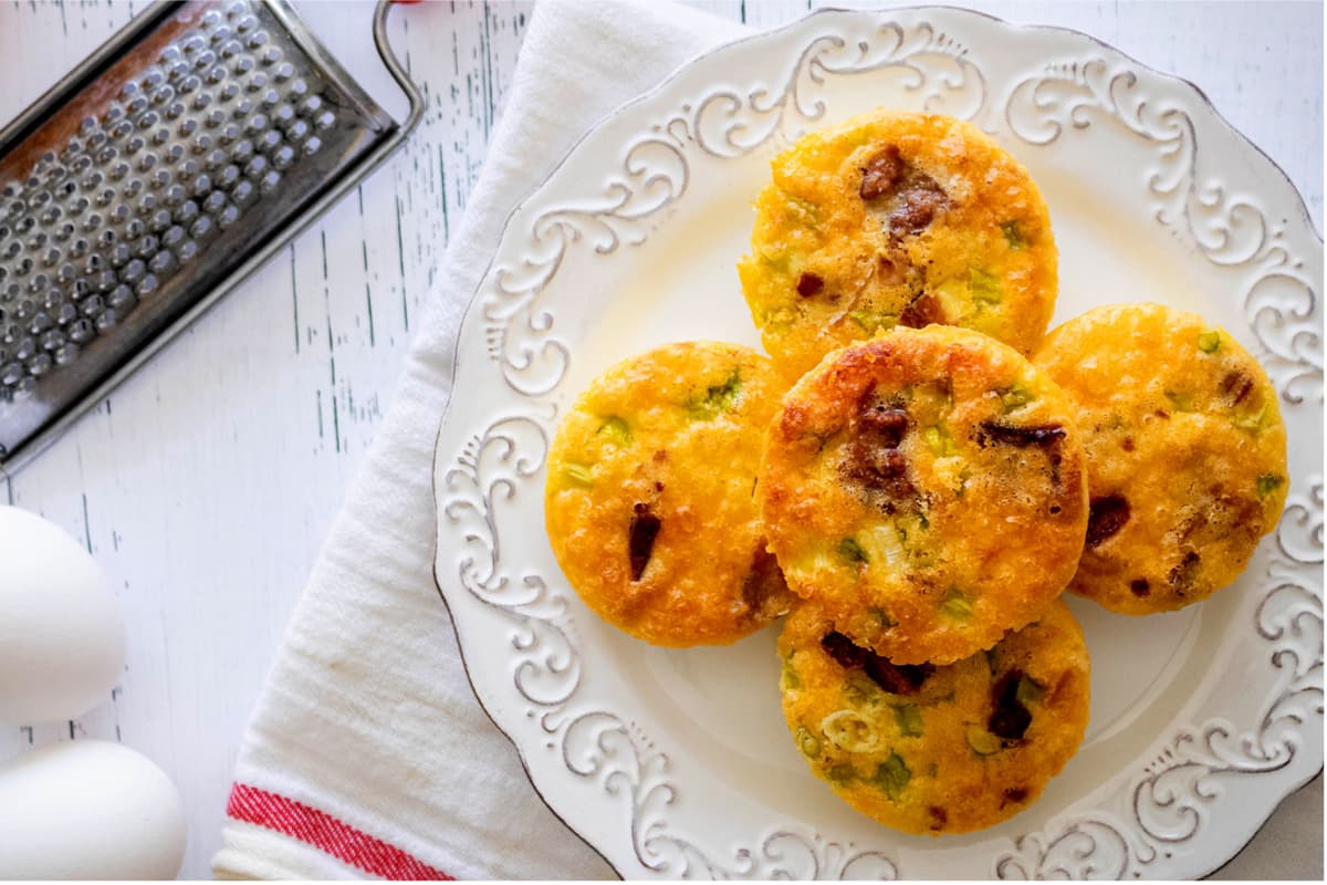 A plate of Bacon Egg and Cheese Breakfast Cups.