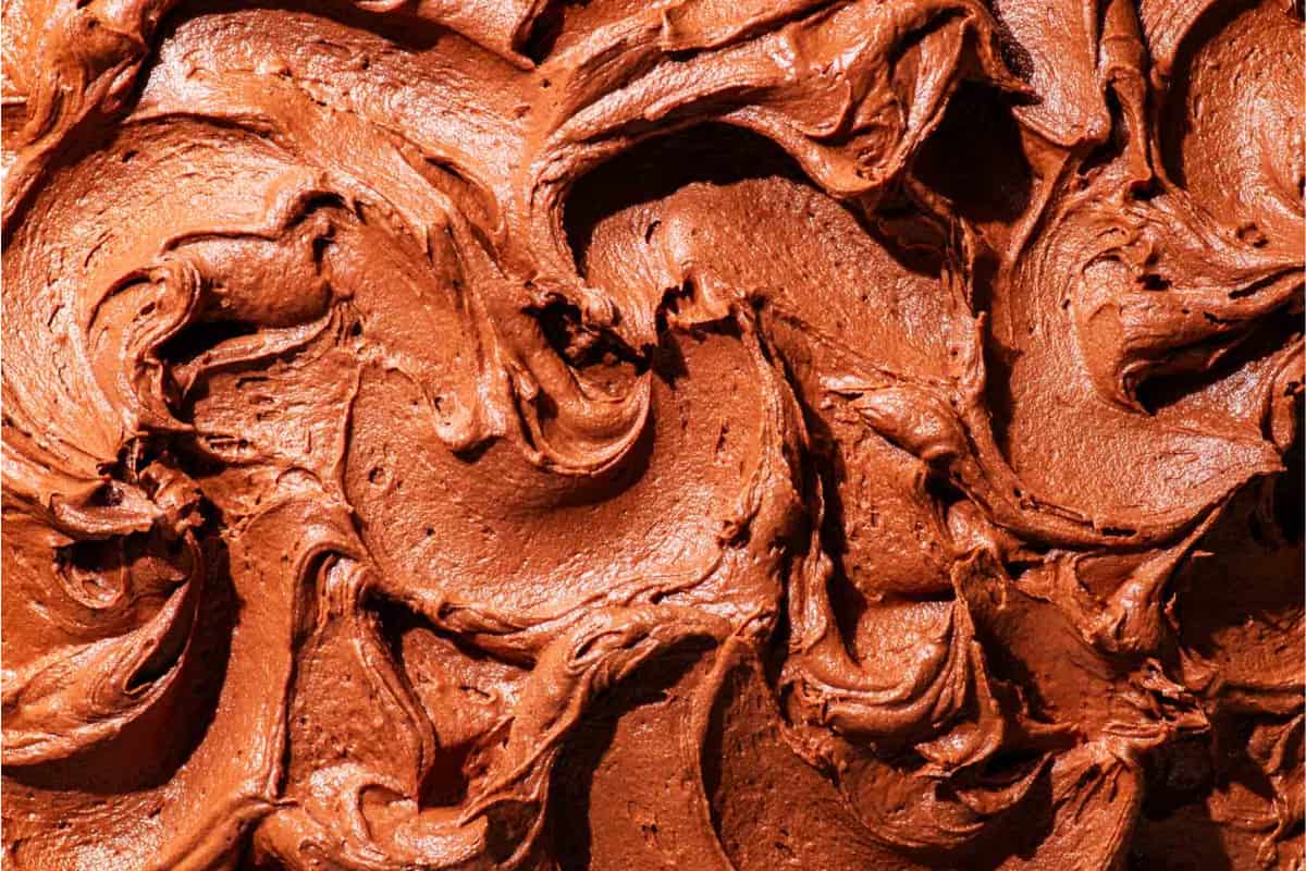 A dish of Chocolate Buttercream Frosting.